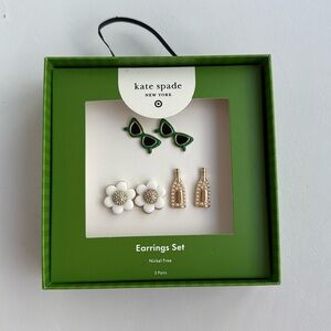 Kate Spade x Target Earrings Sunglasses Flowers Champagne Bottles 3 Pairs NEW